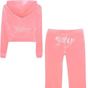 Juicy Couture Women's Bling Velour Tracksuit Strawberry Ice